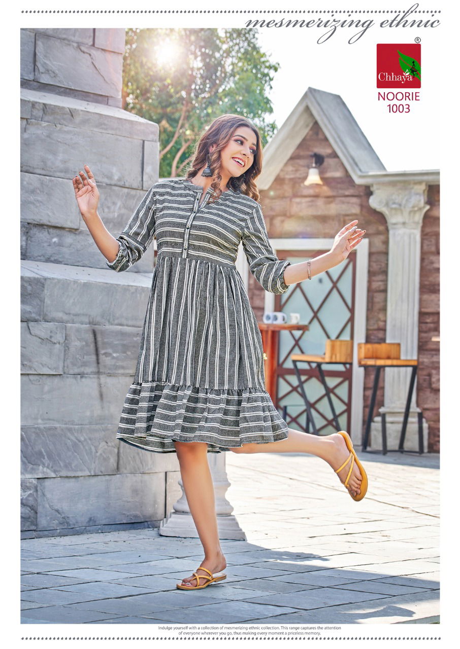 Noorie Chhaya Printed Rayon Party Wear Kurtis Wholesale Shop In Surat